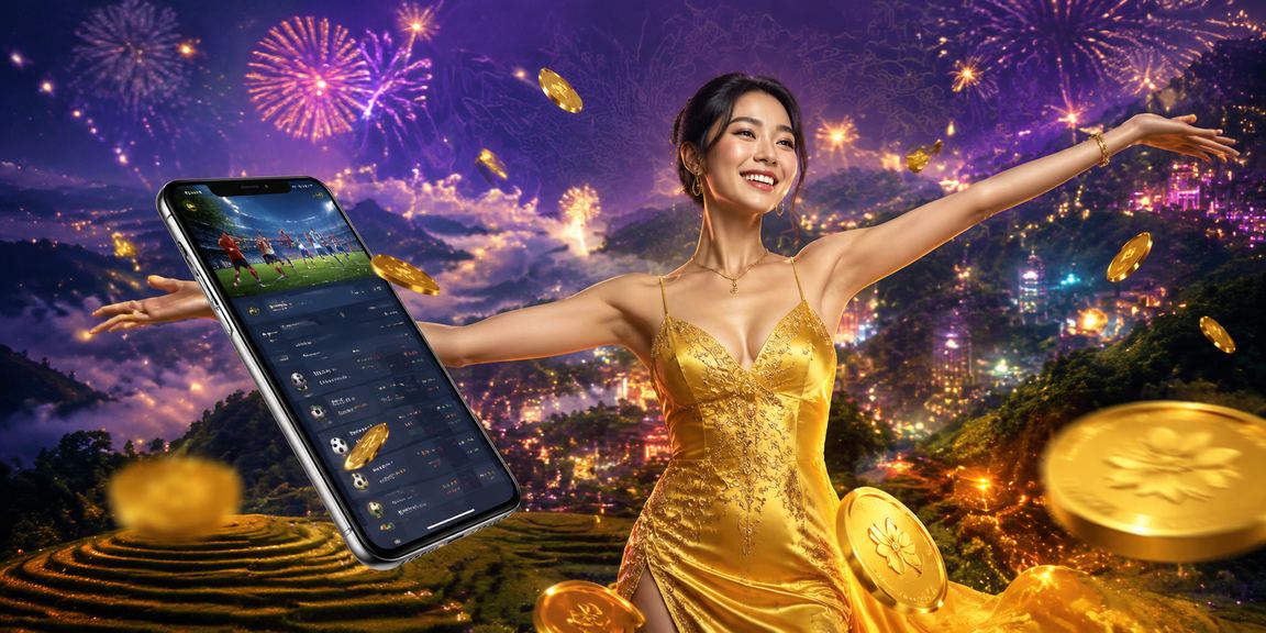 Bầu không khí cá cược thể thao sôi động về đêm tại vùng núi Sapa với ánh đèn neon